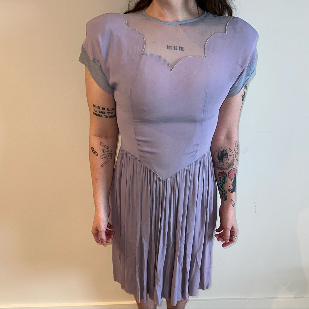 Vintage Lavender Dress w/ Scallop Neckline